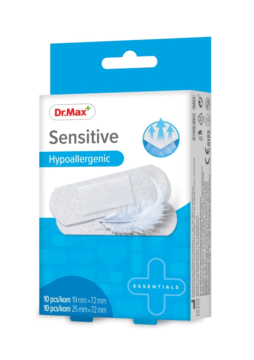 DR. MAX Dr.Max Sensitive Hypoallergene Pflaster 19 x 72 mm, 25 x 72 mm, 20 Stück für empfindliche Haut