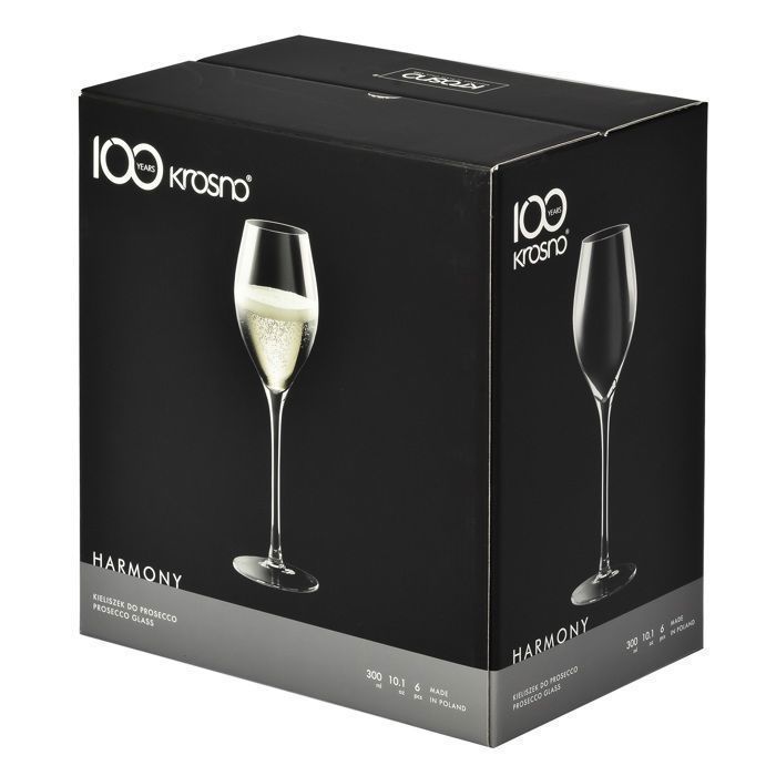 Krosno Petite Verre à Vin Prosecco en Cristal - Lot de 6 Verres - 300 ml - Collection Harmony - Lavable au Lave-Vaisselle