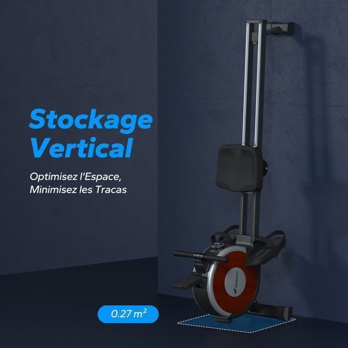 Vogatore elettromagnetico – MERACH – Supporto per tablet – Compatibile con app – 16 livelli di resistenza – Acciaio – Marrone scuro