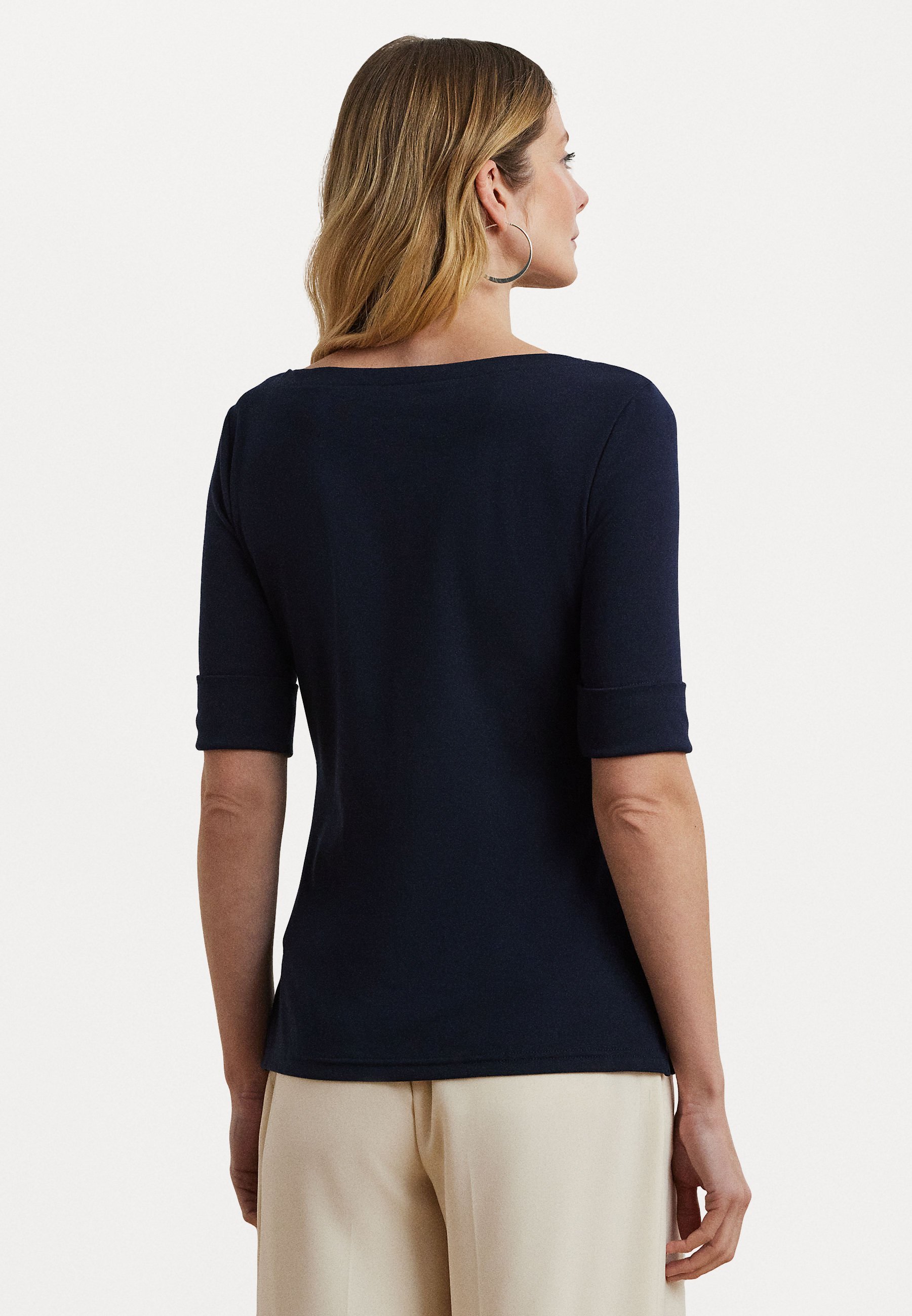 T-shirt Lauren Ralph Lauren Petite en coton stretch à col bateau - T-shirt basique - bleu marine