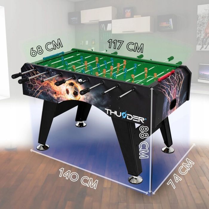 THUNDER Indoor Folding Foosball Table FIREBALL | For Children | 140 x 74 x 88cm | Black