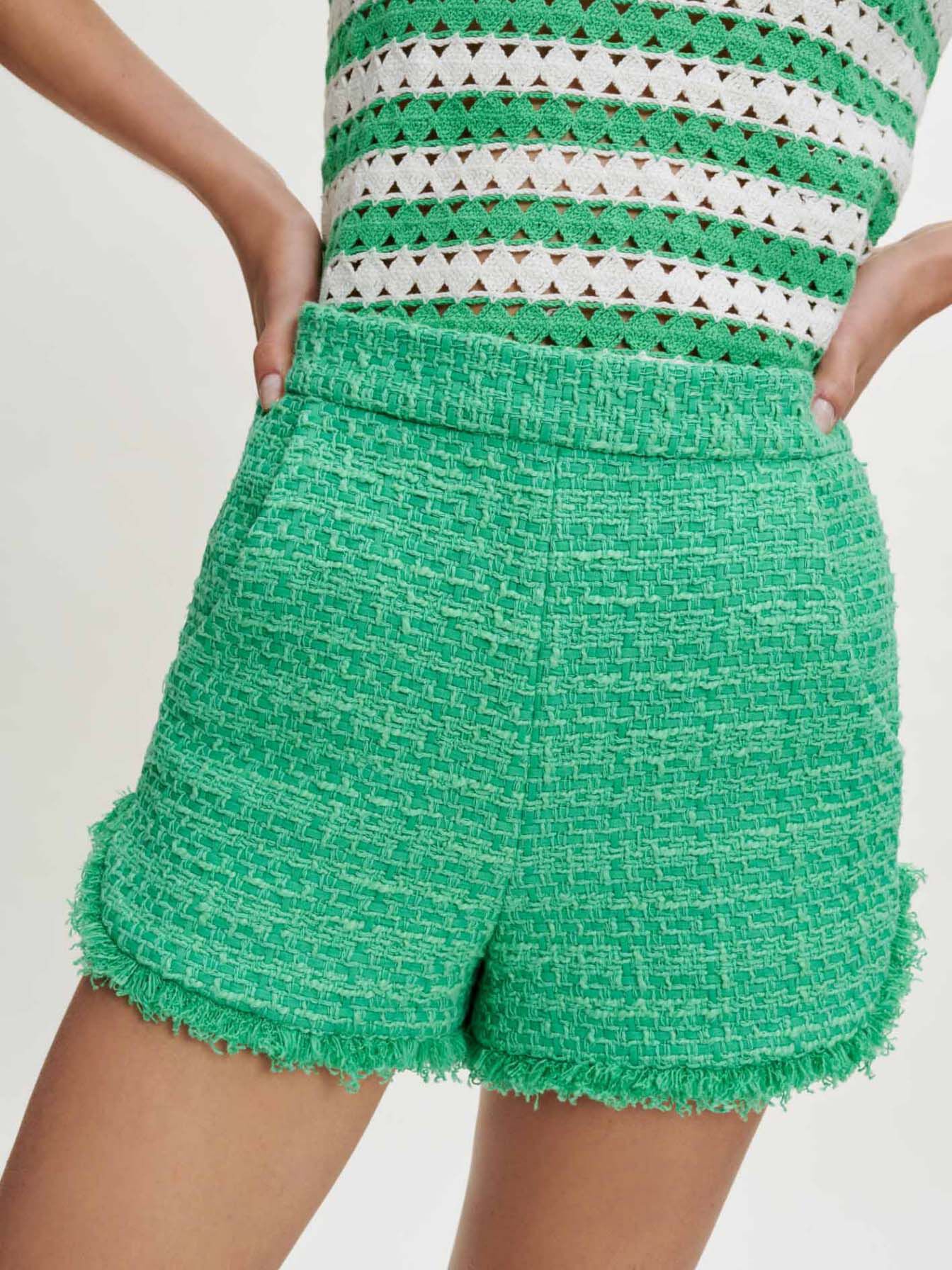 Pantaloni scurți din tweed - Vert