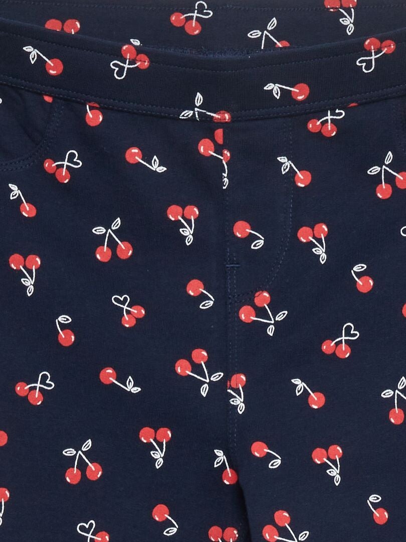 Bedrukte gebreide jeggings - BLAUW
