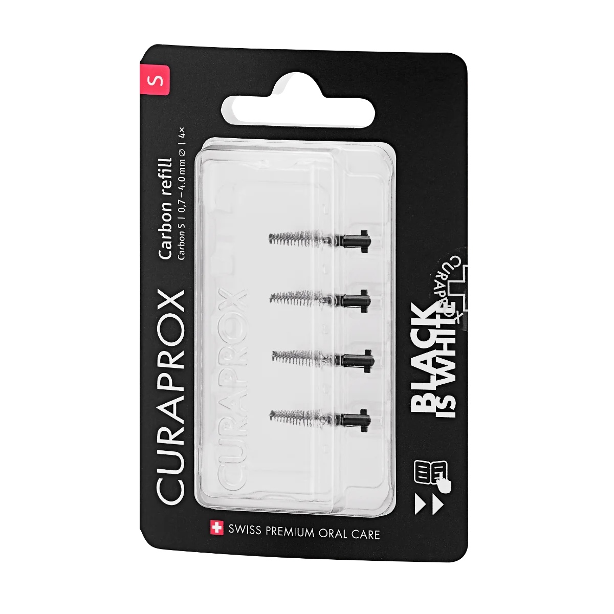 CURAPROX Curaprox Black Is White Carbon S Nachfüllpackung, 4 Stück, Interdentalbürste