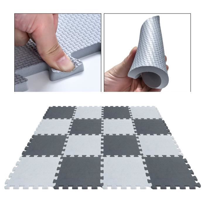 Alfombra de juegos - HOMEWELL - AIRE - 18 piezas - Alfombras de juegos infantiles de EVA - Blanco + Gris oscuro