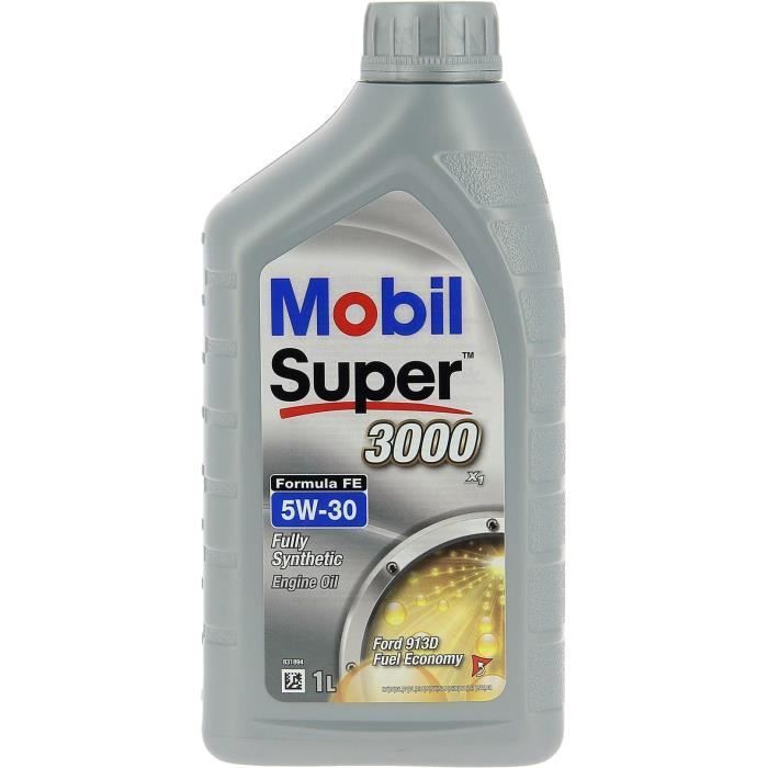 Aceite sintético para motor 5W-30 - MOBIL - Super 3000 - Formula-XE - Lata de 1L - Alto rendimiento anticontaminación
