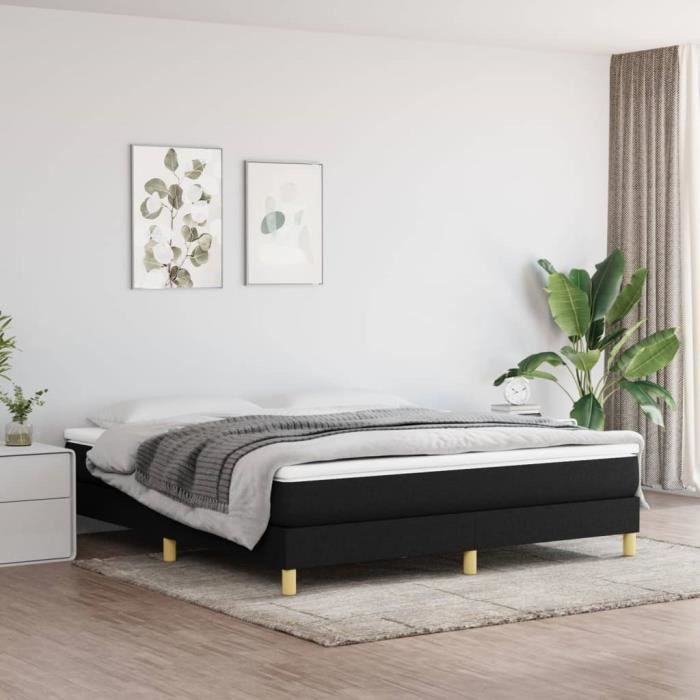 Base letto a molle SURENHAP - LIU05 - Nera - 180x200 cm - Tessuto 100% poliestere