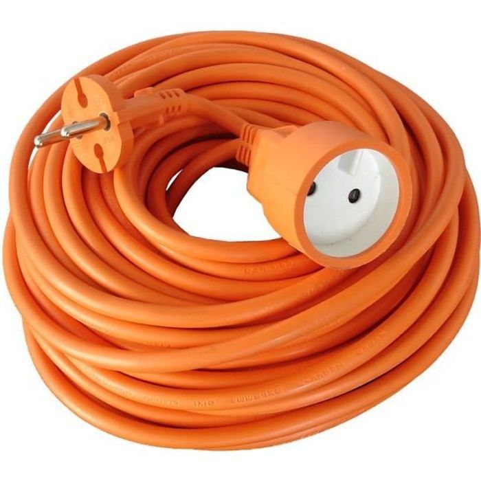 Cable de extensión para jardín ZENITECH de 10 m - 2 x 1,5 mm² - Naranja