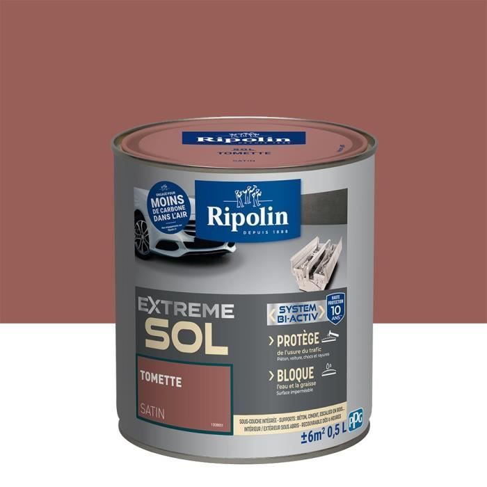 Pintura para suelos de interior y exterior - Acabado satinado - 0,5 L - Azulejo terracota - Ripolin