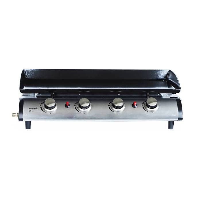 Plancha au gaz 4 feux - Porthos 4 brûleurs - 10 kW. barbecue. cuisine extérieure. grande plaque émaillée. inox