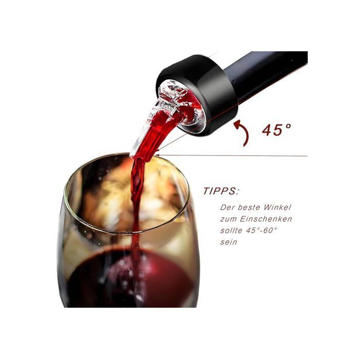 Tapón dosificador de alcohol, 4 cl, 6 unidades. Boquilla vertedora ajustable para botellas de whisky, Ricard y cócteles. Dispensador de líquido preciso.