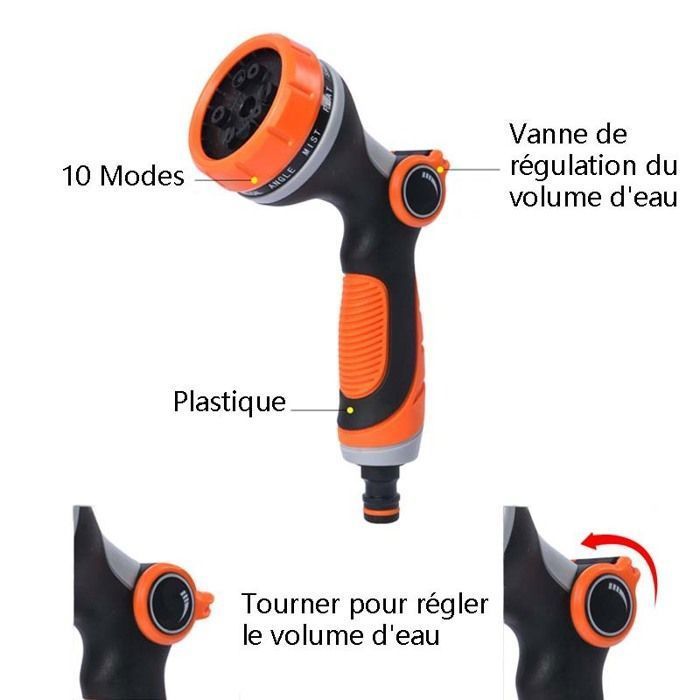 Gieter - 10 sproeistanden, multifunctionele tuinsproeier, geschikt voor het reinigen van auto's en