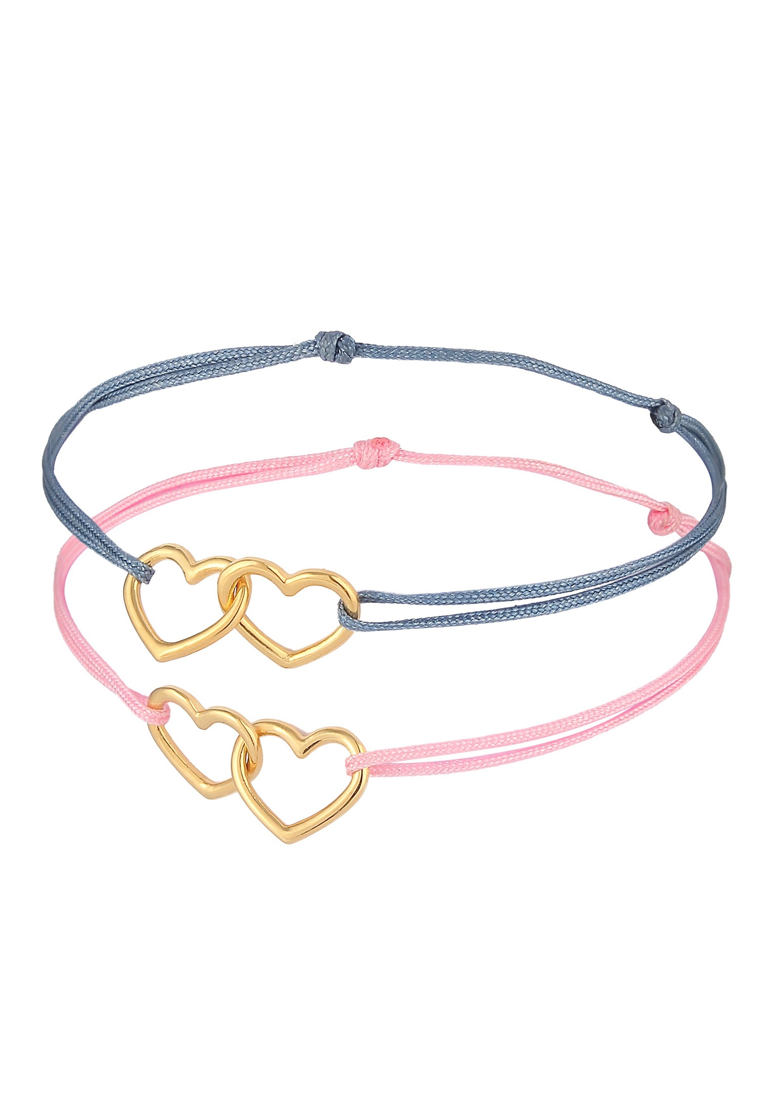 Elli Coeurs d'enfants en ruban de nylon, set de 2 en argent sterling 925