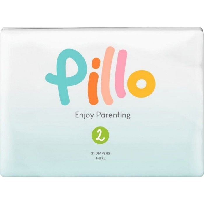 Pillo Diapers Size 2 - Pack of 186 Diapers, 6 Packs of 31 Baby Diapers Size 2 - Mini (4-8 kg) - Newborn Baby Diaper