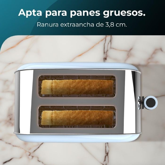 Cecotec Toastin' time 850 verticale broodrooster van roestvrij staal, 850W vermogen, dubbele sleuf, lang en breed, 3,8 cm