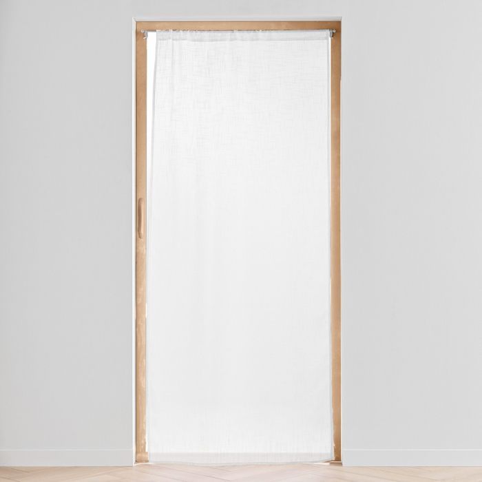 Sheer curtain for large window - Woven linen effect, white, 90x200 cm