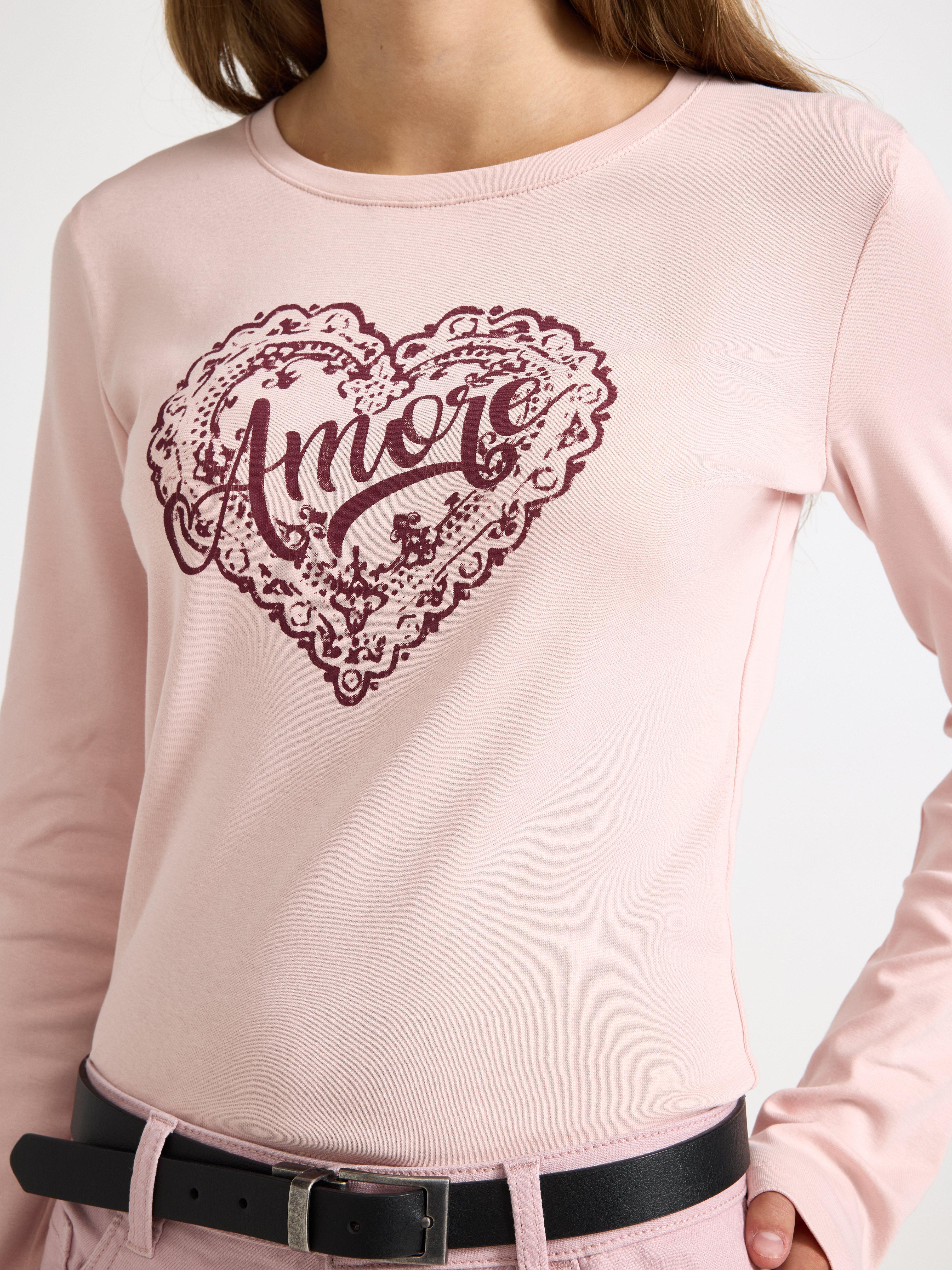 Blusa de manga comprida rosa claro