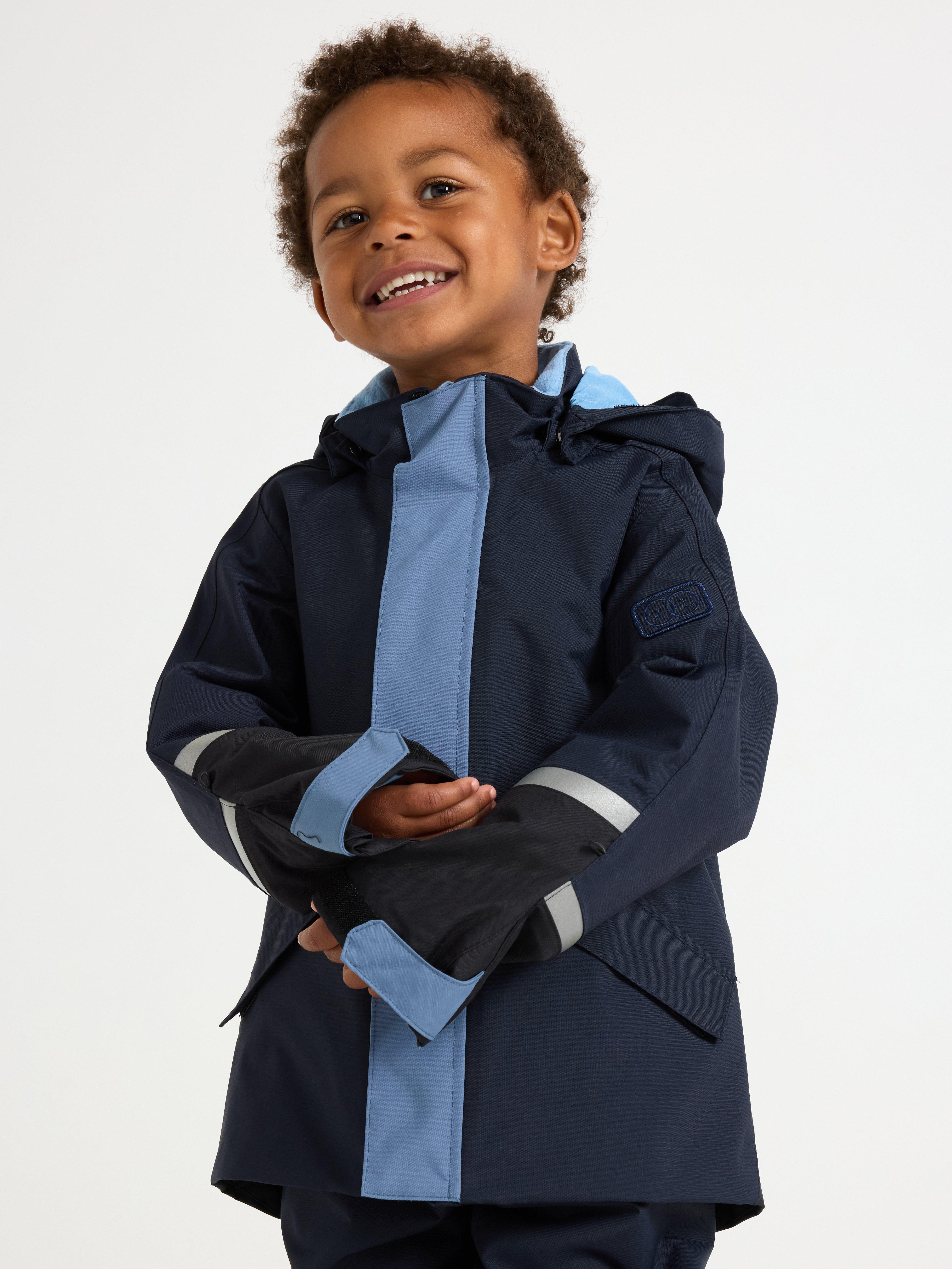 Chaqueta impermeable con mangas ajustables – Ropa deportiva infantil azul marino oscuro