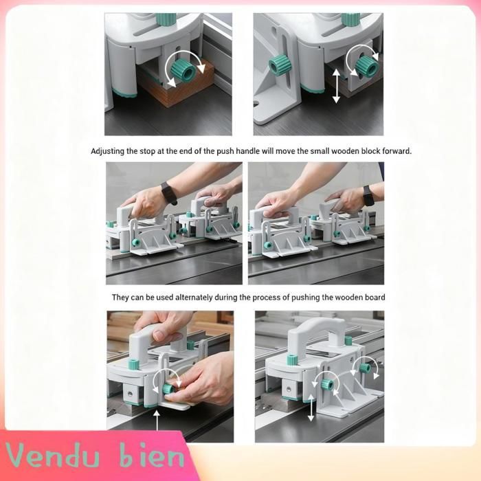 3D Push Block, Adjustable Safety Push Block for Table Saws, Band Saws, Router Tables