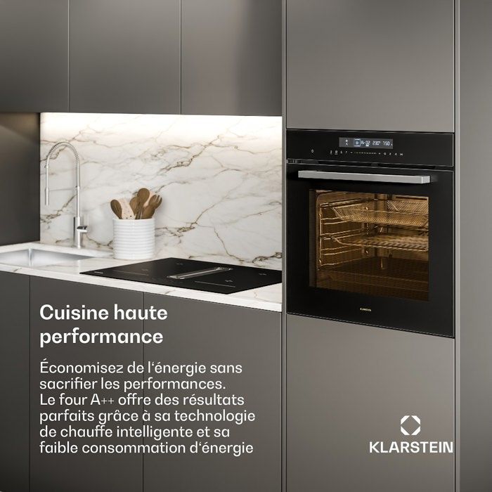 Forno de embutir com ventilador - Klarstein - 72L - 13 modos de cozimento - Fritadeira a ar - Classe energética A++