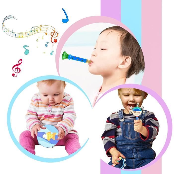 Instruments de Musique pour Enfants, 25PCS Set en Bois Percussion pour Bébé avec Xylophone, Tambourin, Triangle et Autre Instrument