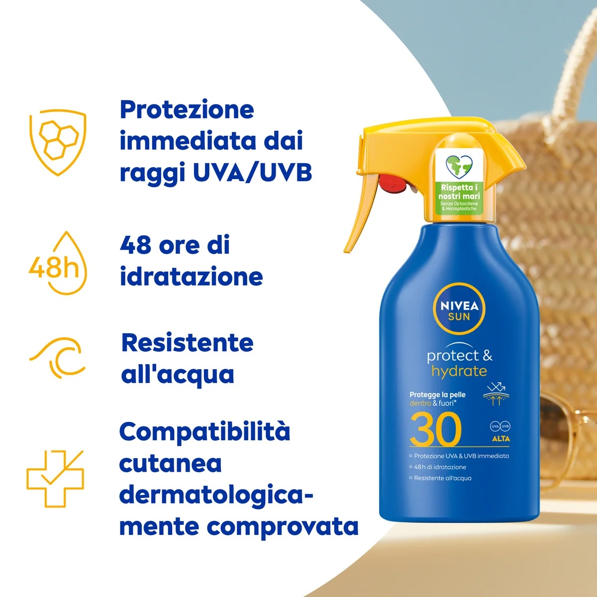 NIVEA Sun Protect & Hydrate LSF 30 270 ml Feuchtigkeitsspendender Sonnenschutz