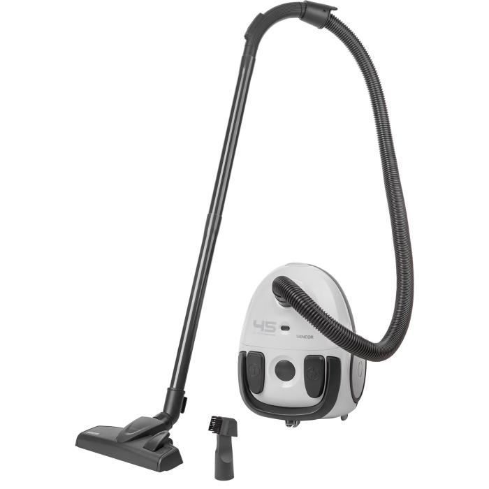 Aspirapolvere a cilindro con sacchetto - SENCOR - SVC 45WH-EUE3 - Motore ECO 850 W - 79 dBA - 1,5 L - Bianco