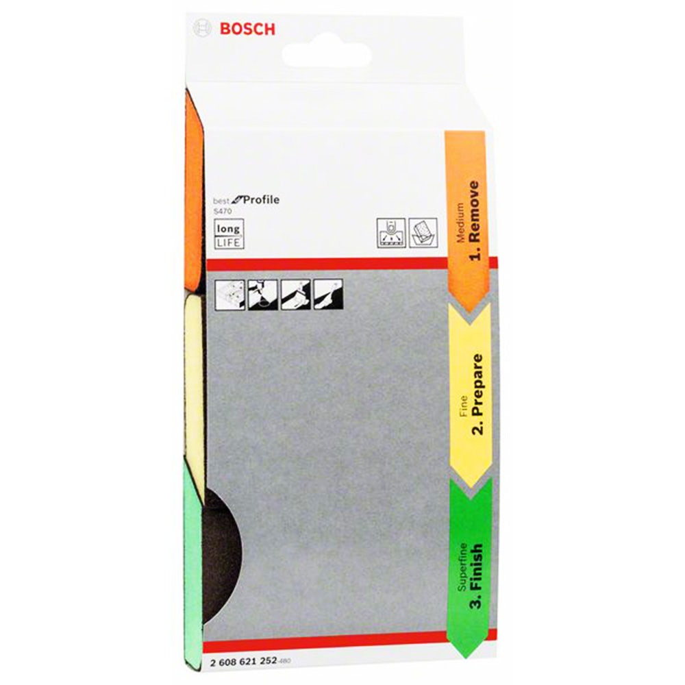 BOSCH Schaumstoff-Winkelschleifklötze S470 – Ideal für Profilschleifen – 3-teilig