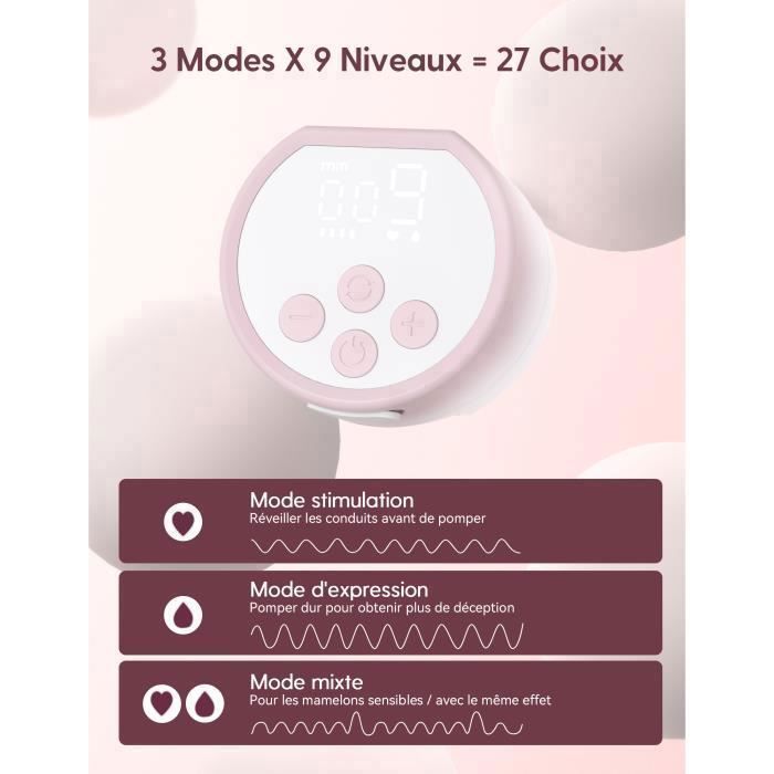 Bomba tira-leite elétrica portátil Momcozy S12 Pinky Pro, 24 mm, pacote com 2 unidades.