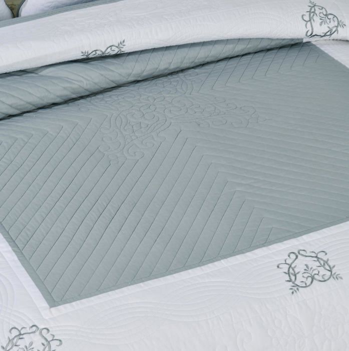 Colcha - PEACE LAND - Tamaño King Size - 100% algodón - 260x260cm - 2 fundas de almohada 65x65cm - Gris