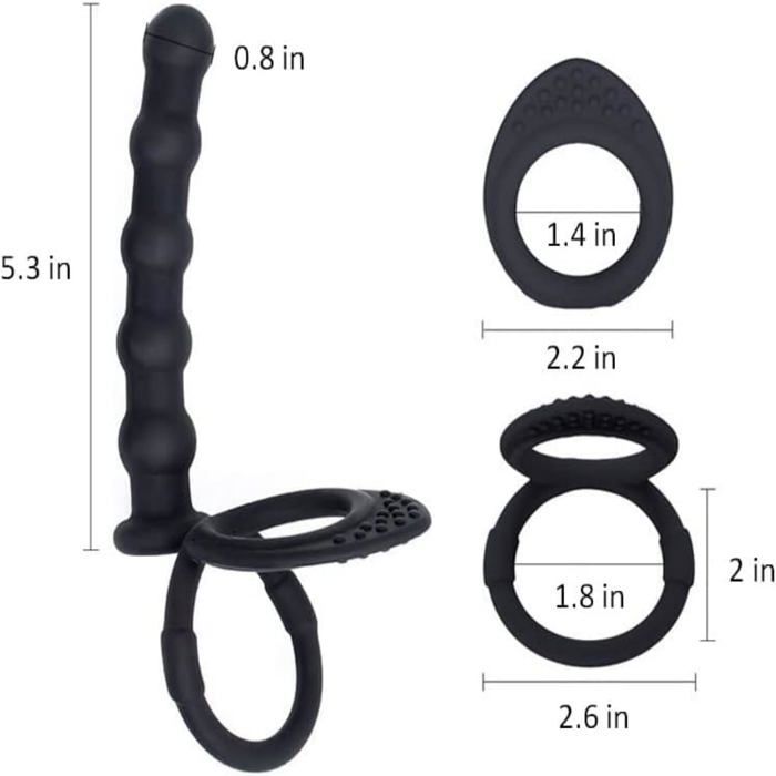 Plug anal en silicone avec sangle pour pénis, petites perles anales, jouets sexuels, plug anal flexible avec anneau pénien, anneau1