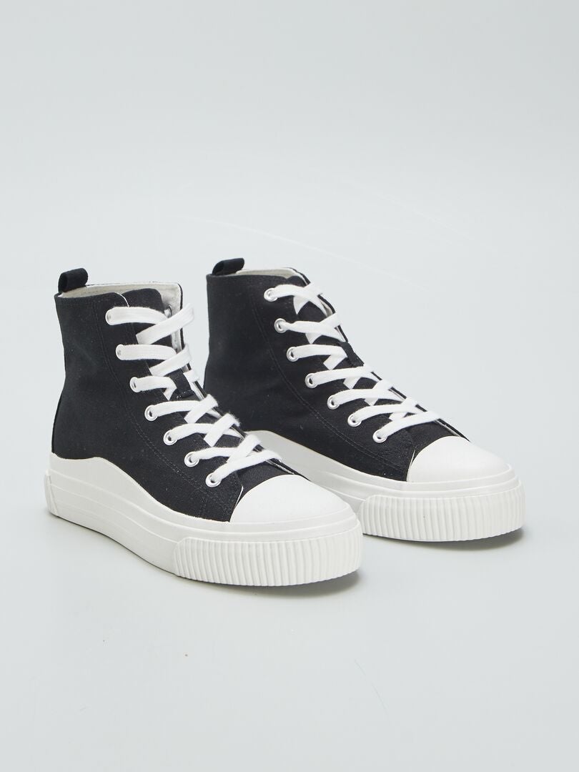Canvas wedge sneakers - ZWART