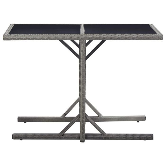 Mesa de jardín vidaXL color antracita, 110x53x72 cm, cristal y resina tejida.