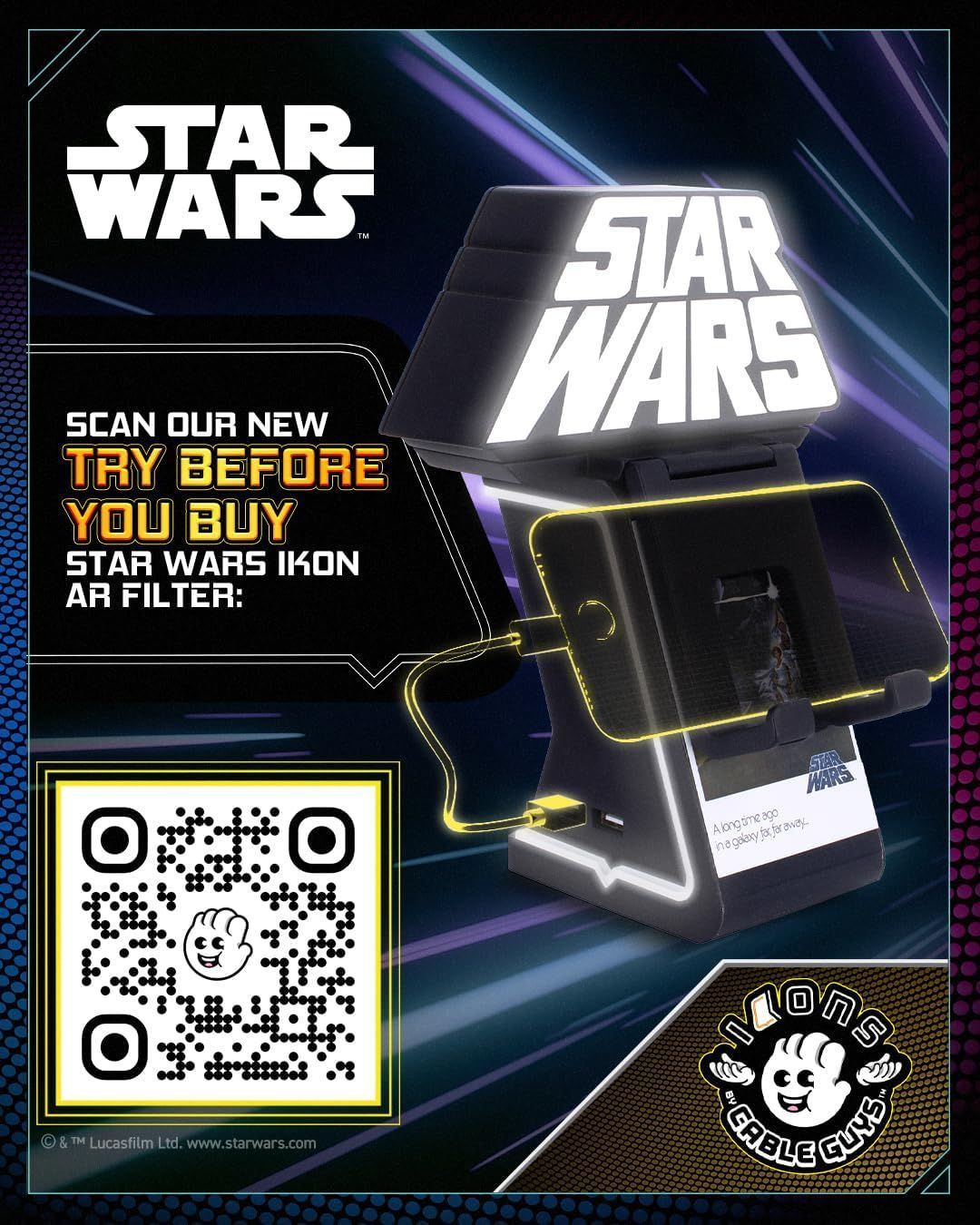 Star Wars Ikon Light Logo Figurine - EXQUISITE GAMING - Cable Guys - Headphone, smartphone, or small accessory holder - 25 cm
