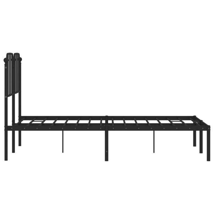 Estructura de cama metálica - UU - Cabecero negro - 120x190 cm - Acero - Espacio de almacenamiento - Somier de láminas metálicas