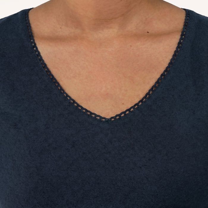 Camiseta de estar por casa Isotoner para mujer, color azul marino jaspeado.
