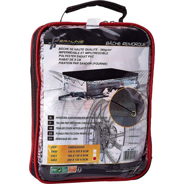 Protective tarpaulin - Peraline - Size XL - 200 x 120 cm - Waterproof - Grey