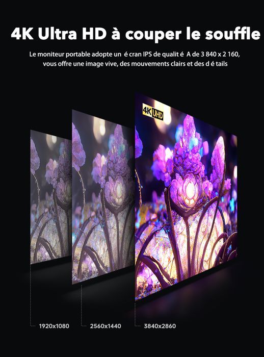 Écran portable ultra haute définition 4K de 17,3 pouces 3840*2160, rapport de contraste 1500:1, luminosité 500cd/m², 100 % AdobeRGB