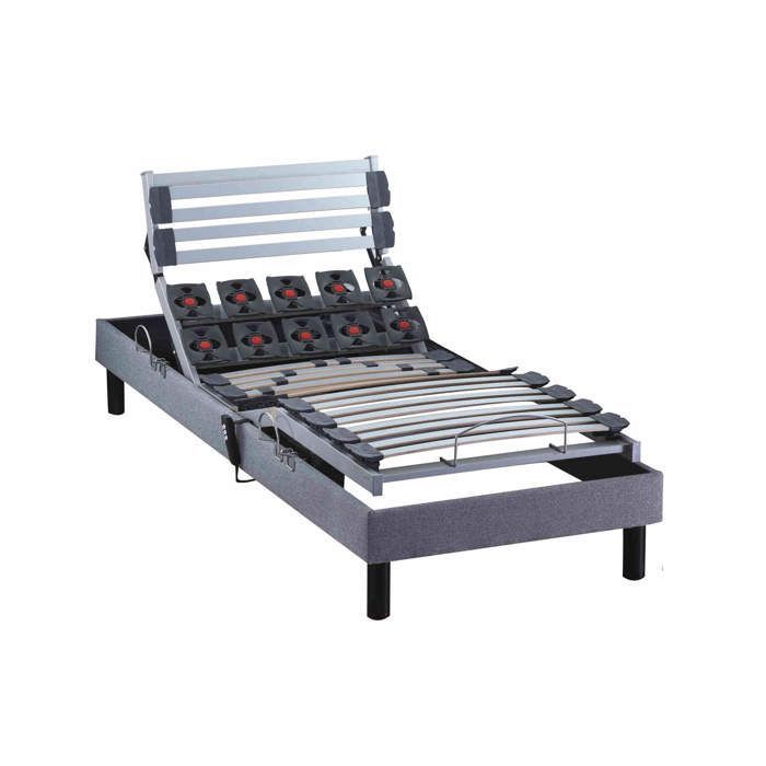 Base de cama eléctrica ajustable con lamas y muelles, tejido gris claro, 80x200 cm - Gris - 5 años de garantía - Someo