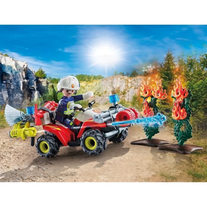 PLAYMOBIL 71825 Bombeiro com quadriciclo e arbustos em chamas