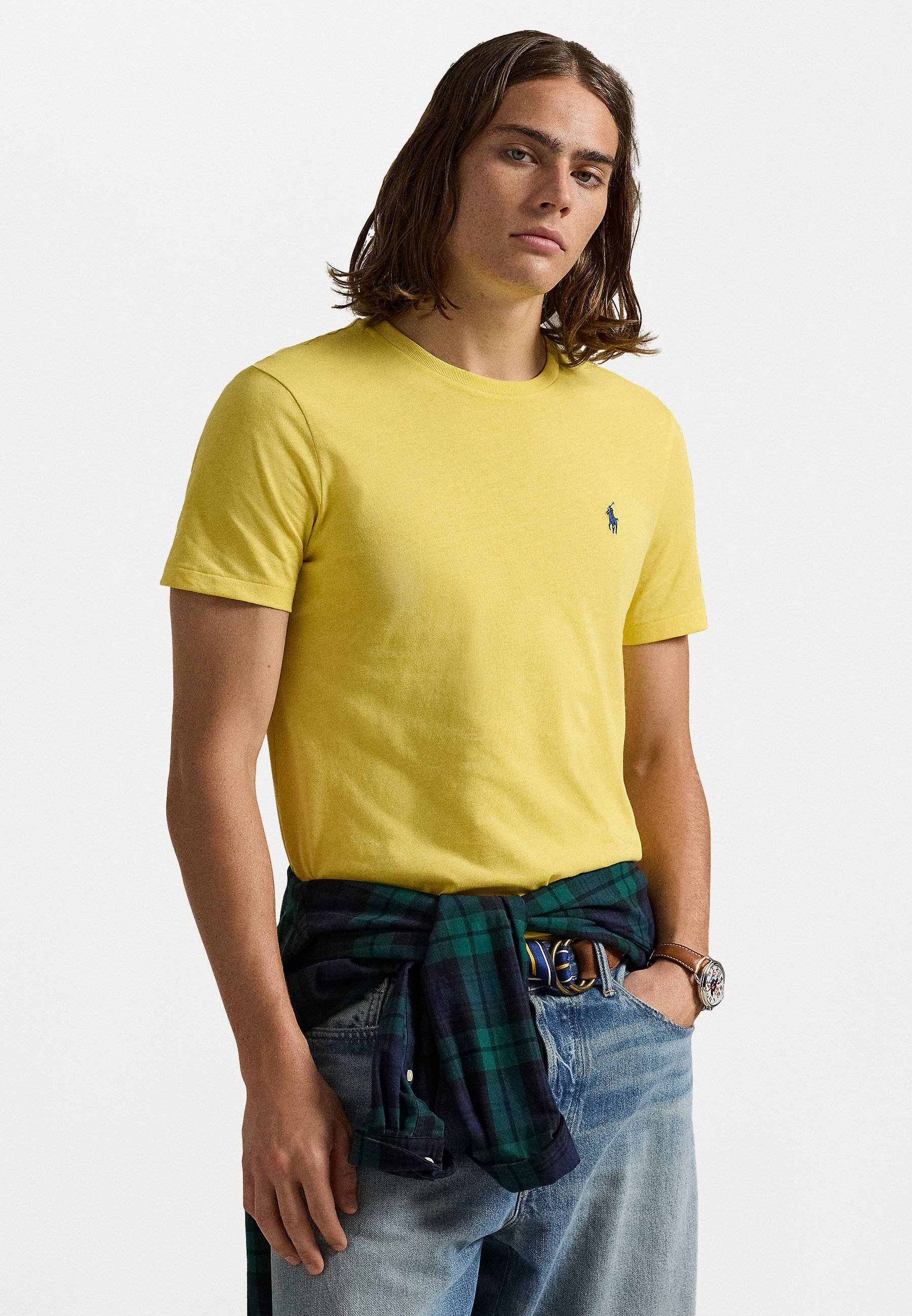 Camiseta Polo Ralph Lauren Custom Slim Fit Jersey Creweck - Camiseta básica - amarelo universitário
