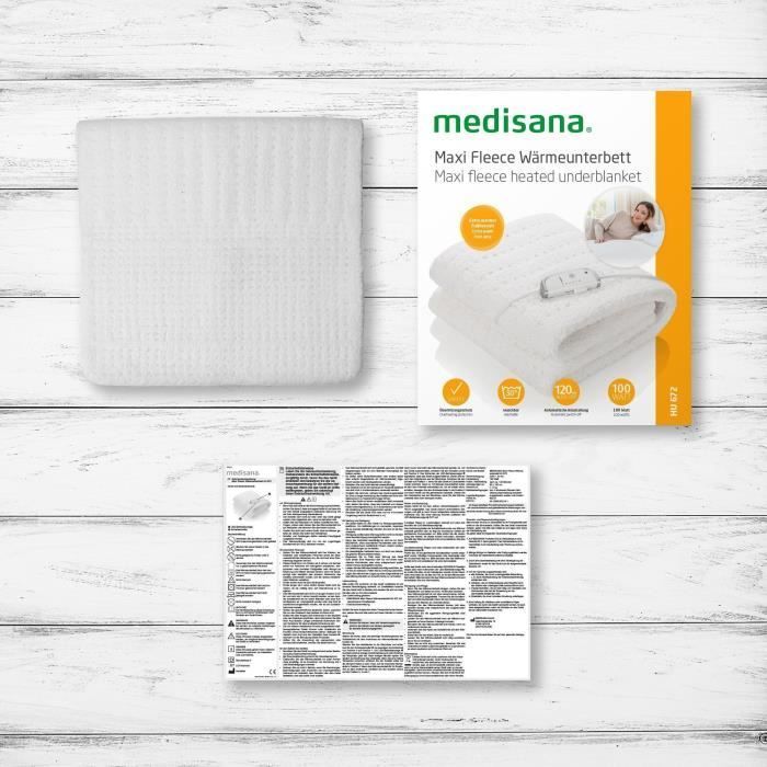 Cubrecolchón térmico extra suave de felpa - MEDISANA - HU 672 - Calentador de cama - 4 niveles de temperatura - 3 temporizadores - Lavable