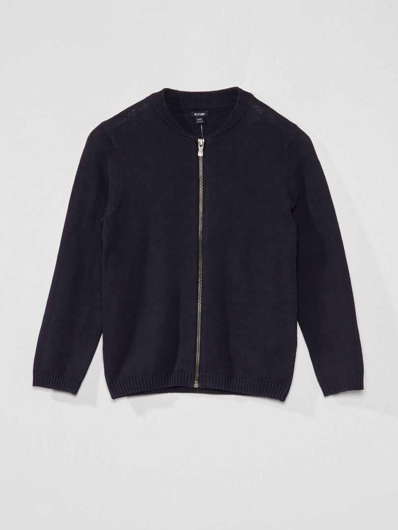 Gebreid vest met ritssluiting - blauw