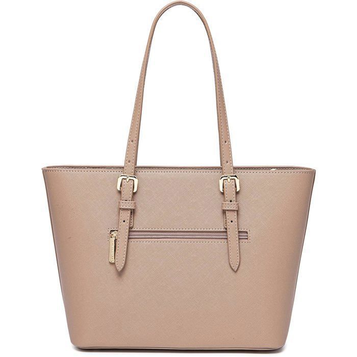 David Jones - Bolso de compras para mujer - Bolso de hombro tipo tote de piel sintética con asa larga - Tamaño mediano - Rosa