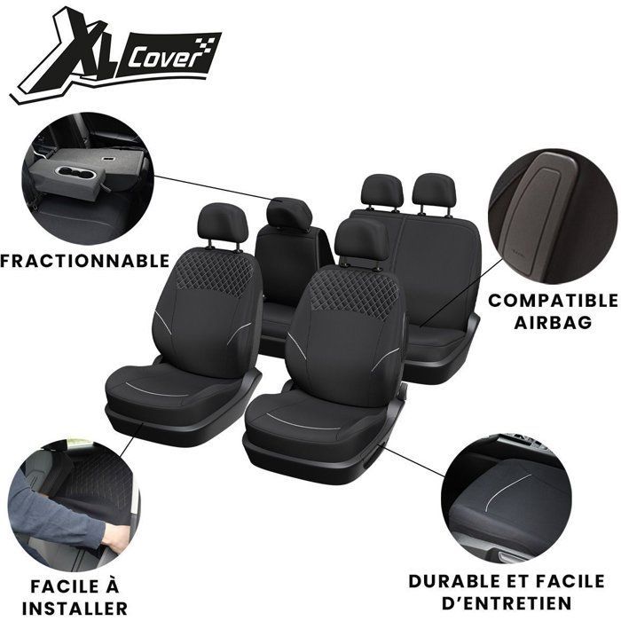 Fundas para asientos de coche - XLCOVER - SUV/Sedán - Divididas - Fundas para asientos delanteros/respaldo, reposacabezas y asiento trasero