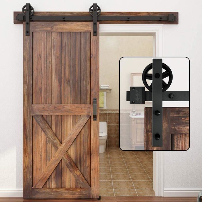 Kit de herrajes para riel de rodillos de puerta corrediza SNOGOLD de 1,83 m, juego de herrajes industriales sencillos para puertas colgantes, 6 pies