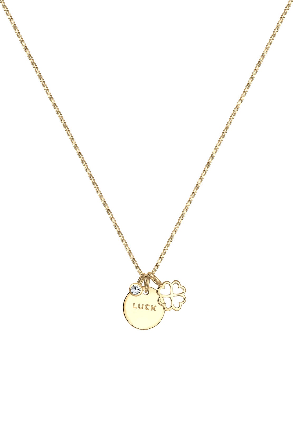 Elli Femmes avec trèfle pendentif chance et cristaux en argent sterling 925 plaqué or