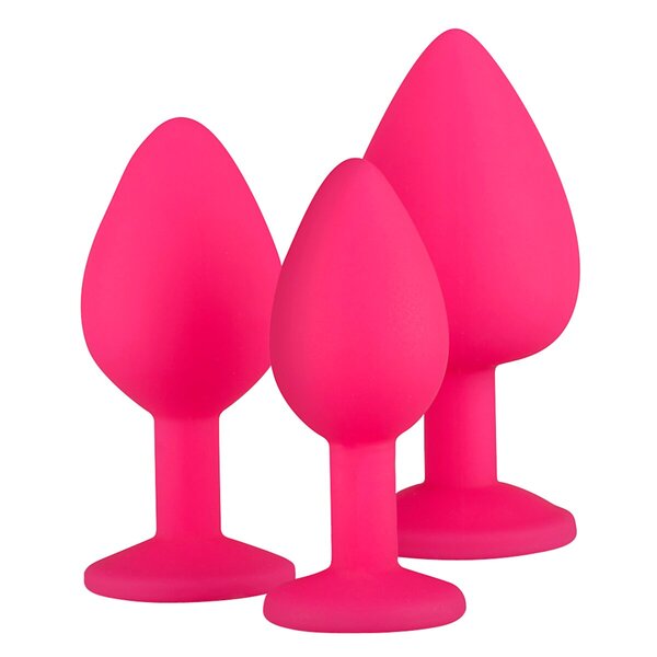 Set de dopuri anale EasyToys din silicon cu diamant roz<br>
