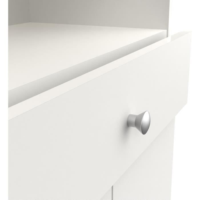 Mobiletto da bagno - 5 ante - 1 cassetto - 2 ripiani - specchio - Bianco opaco - L82 x P32 x H180 cm - Prodotto in Francia