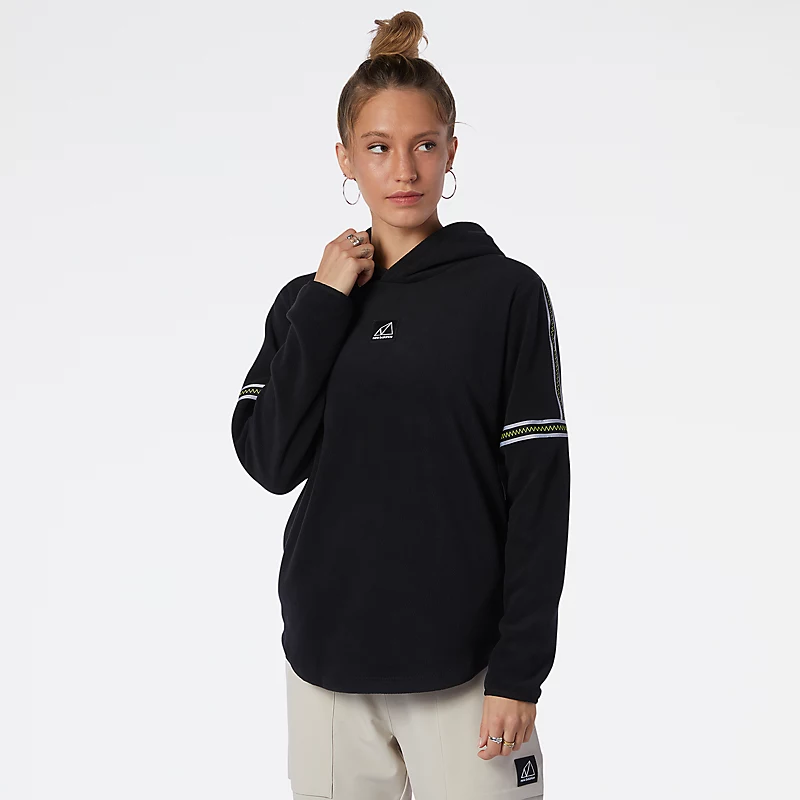 Bluzy z kapturem damskie NB All Terrain Polar Fleece – CZARNE